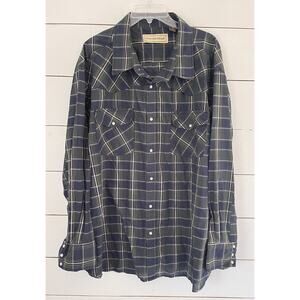 Bit & Bridle Men’s Long Sleeve Green Plaid Pearl Snap Shirt Size 4X